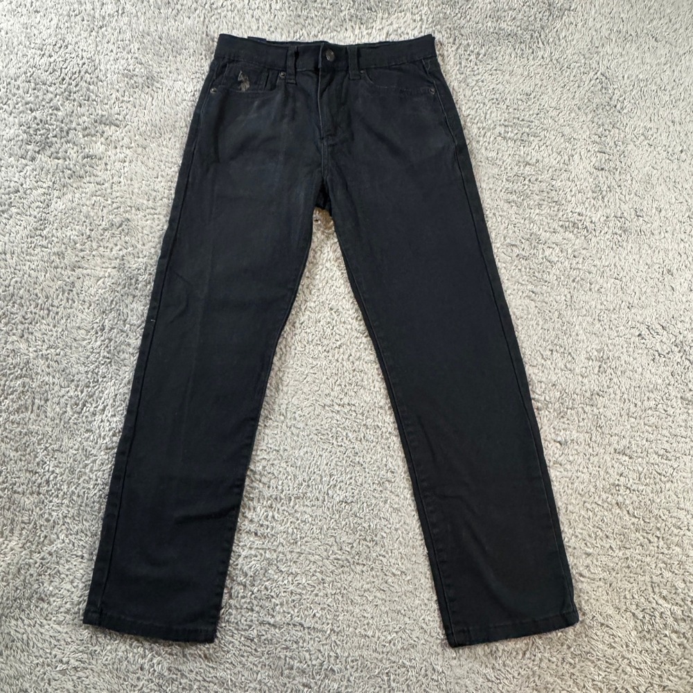 US Polo Assn Boys Size 10 Black Straight Leg Pants Five Pocket Casual Trousers